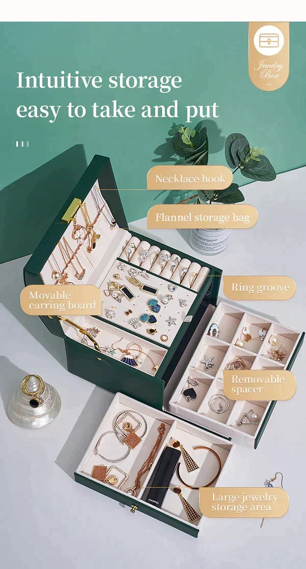 3 Layer Leather Jewellery Organizer