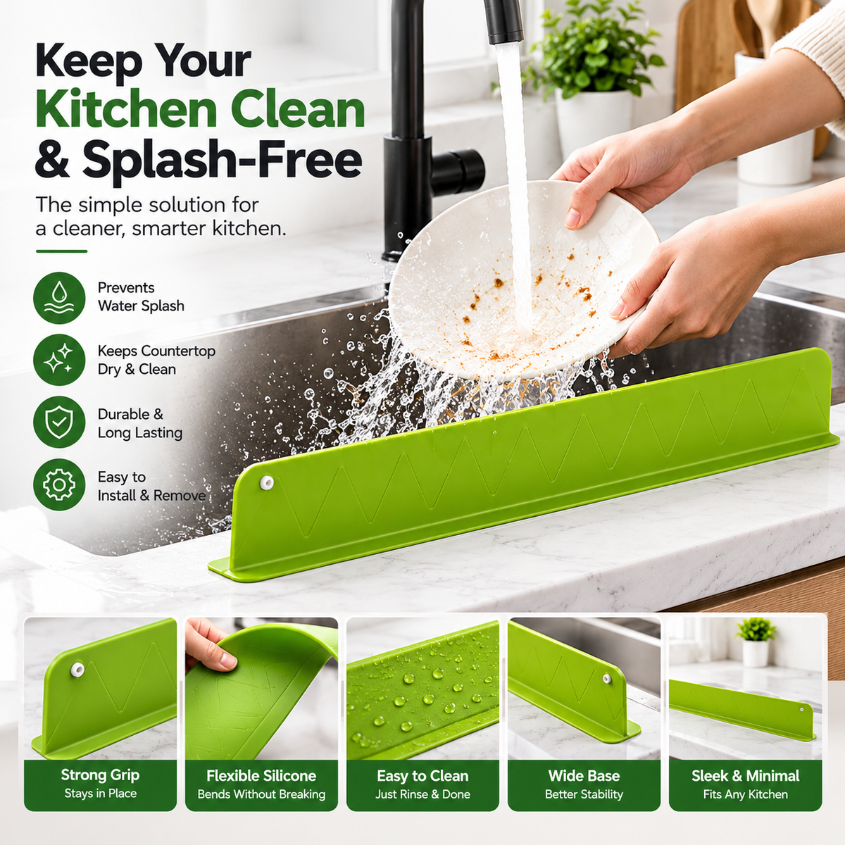 π₯ Splash-Free Sink Guard β Flat 30% OFF + Buy 1 Get 1 FREE!