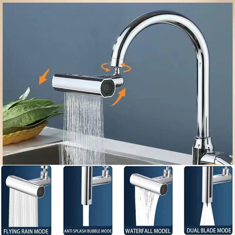 360° Multi-Function Faucet Tap Nozzle – 4-Mode Spray with Universal Fit