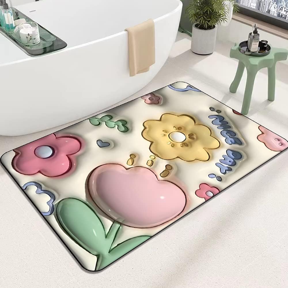3D Flower Bathroom Mat – Non-Slip, Water-Absorbent Bath Rug (40x60cm)