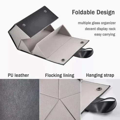 Premium Leather Foldable Sun Glasses Organizer