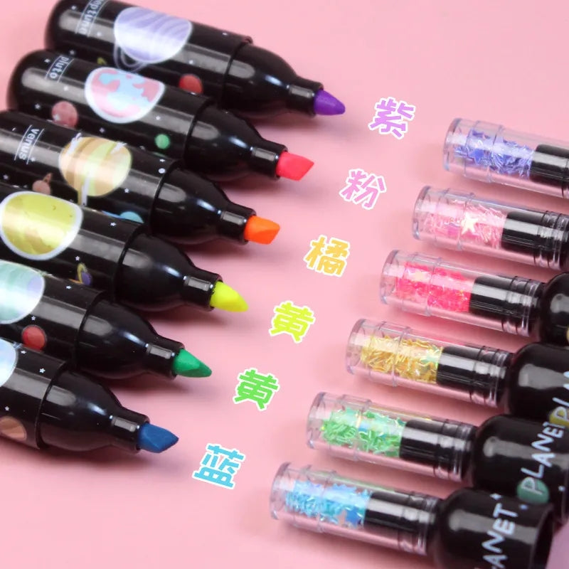 6 Pcs Bottle Shape Mini Highlighter