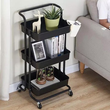3-Tier Rolling Kitchen Trolley – Multi-Purpose Storage Cart with Lockable Wheels