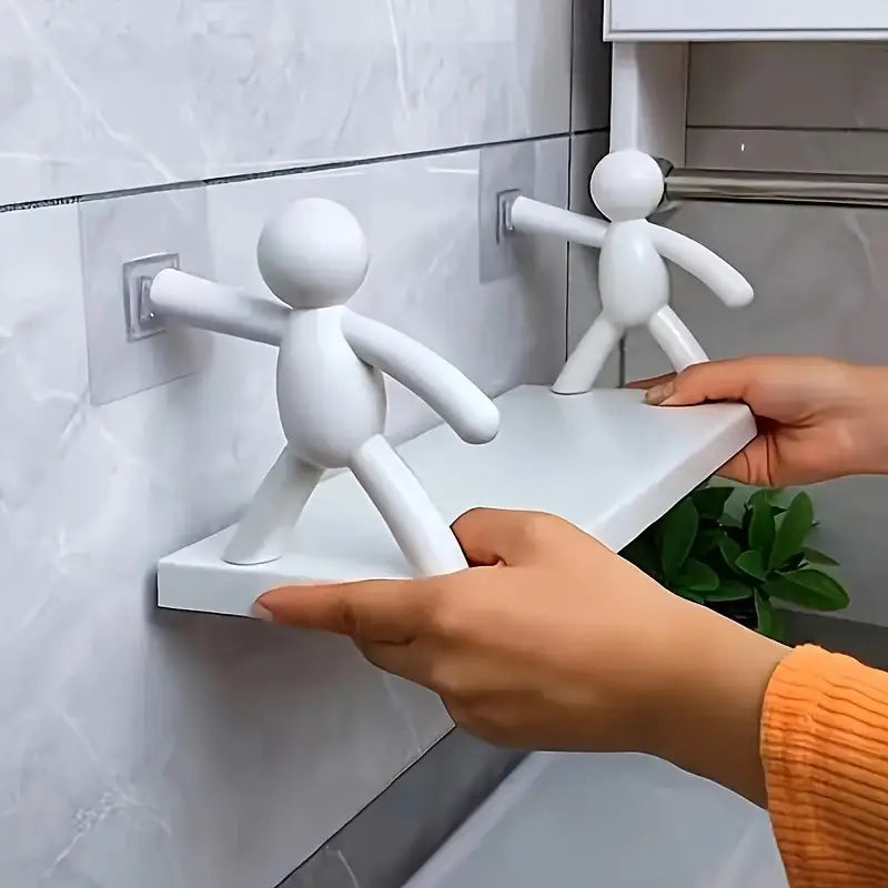 Modern Humanoid Wall-Mounted Storage Shelf – No-Drill Bathroom & Kitchen Rack