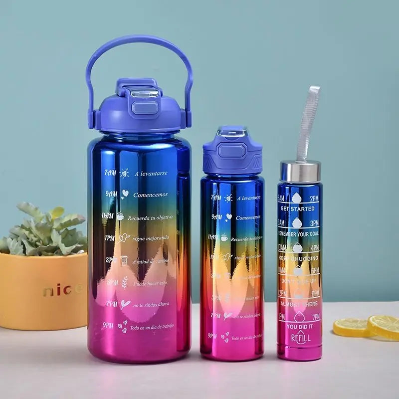 Set of 3 Metallic Color Water Bottle