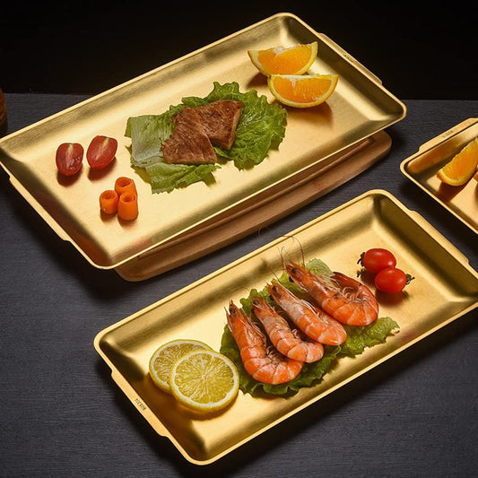 Stainless Steel Rectangular Tray Gold (36 x 20 cm)