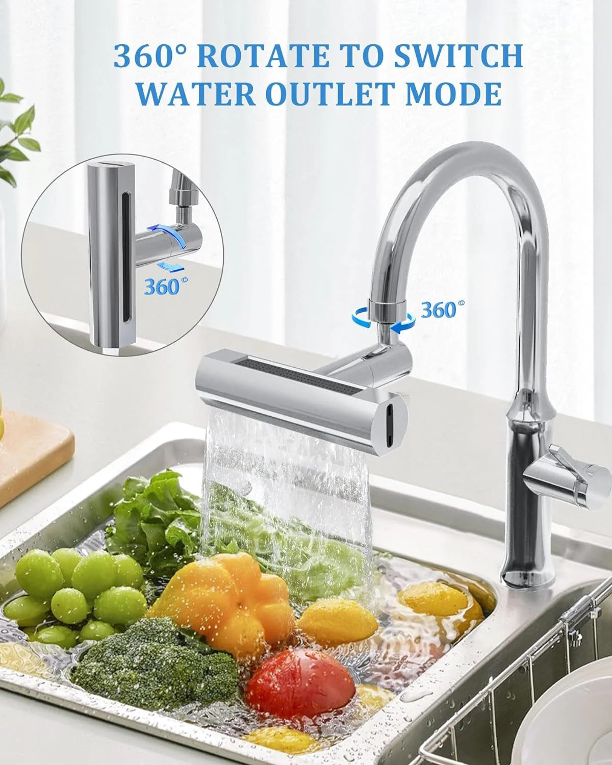 360° Rotating Sink Faucet Extender – No-Splash Kitchen Tap Nozzle