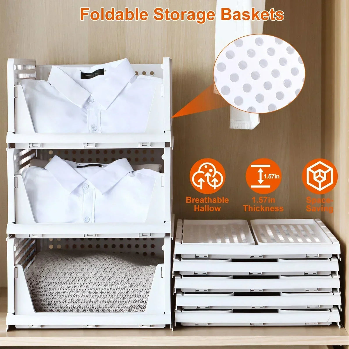 Foldable Storage Bin Stackable Drawer
