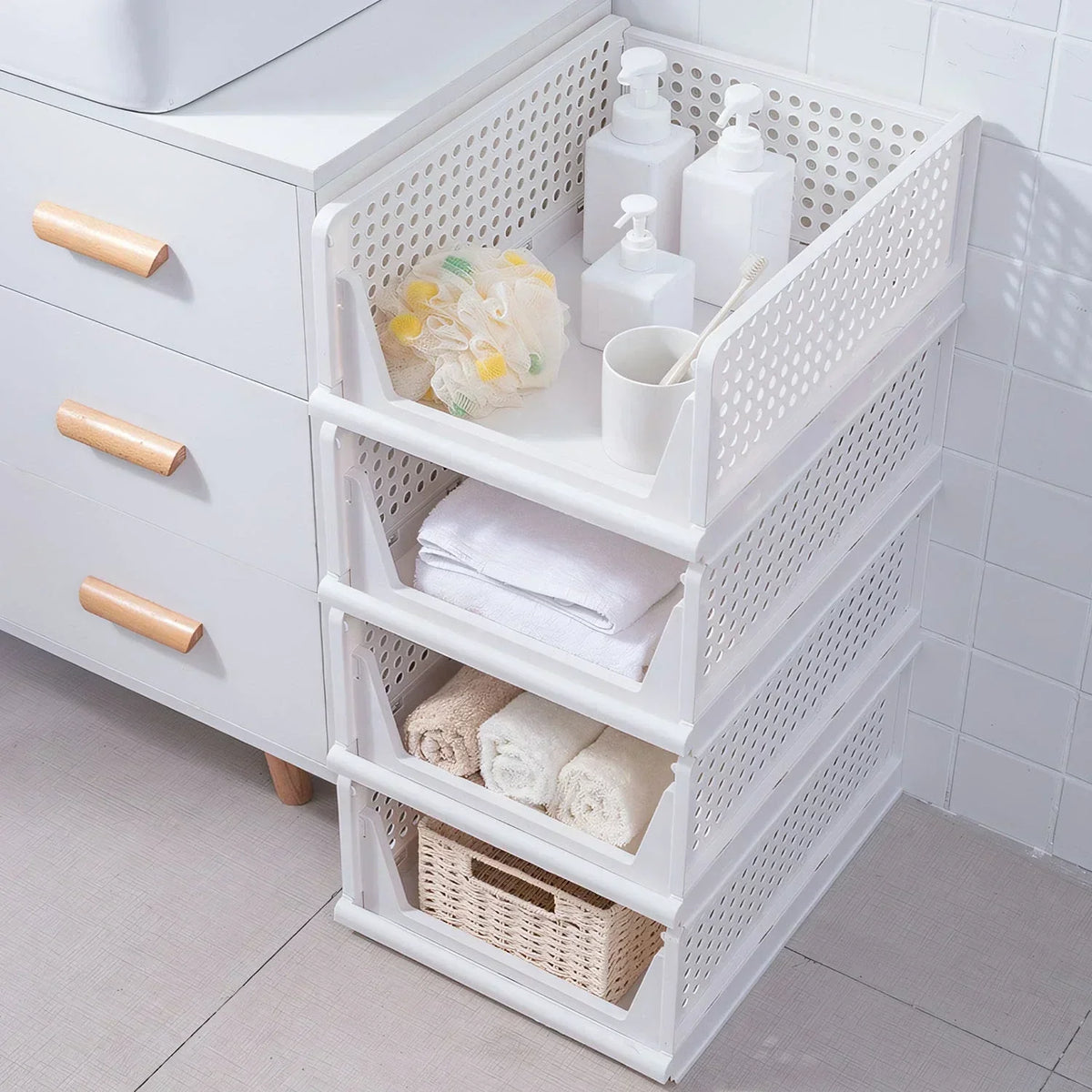 Foldable Storage Bin Stackable Drawer