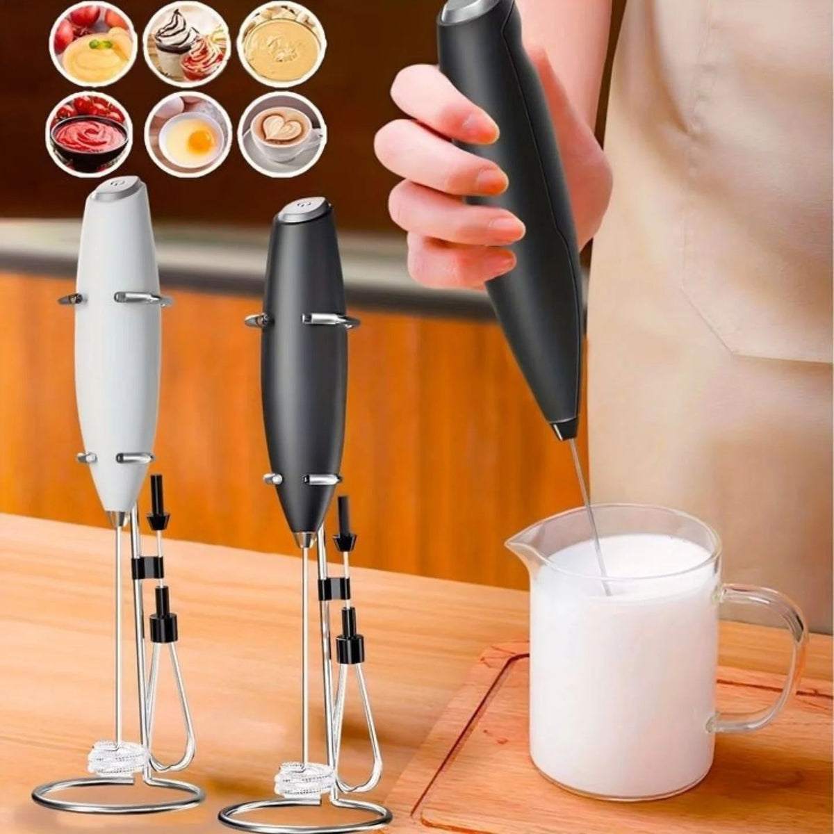 Wireless Electric Coffee And Egg Beater With Stand