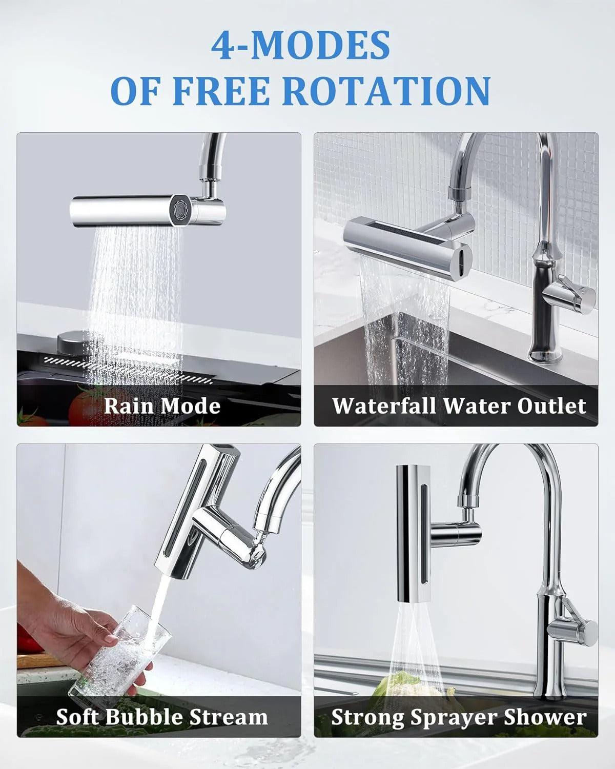 360° Rotating Sink Faucet Extender – No-Splash Kitchen Tap Nozzle