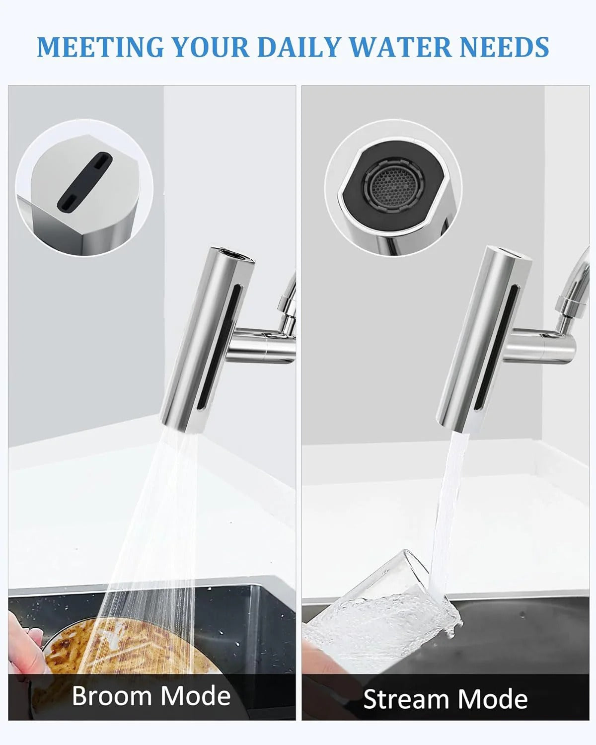 360° Rotating Sink Faucet Extender – No-Splash Kitchen Tap Nozzle