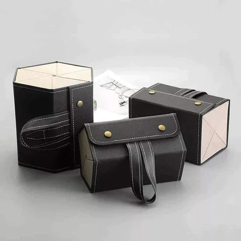 Premium Leather Foldable Sun Glasses Organizer