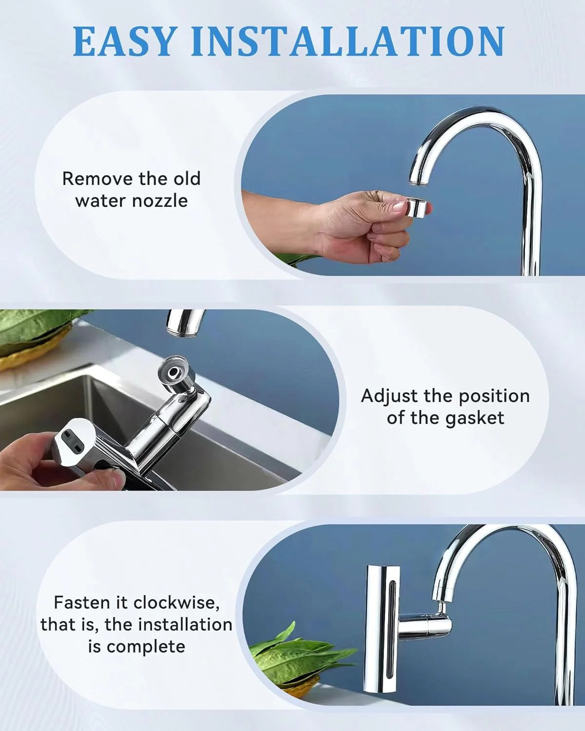 360° Rotating Sink Faucet Extender – No-Splash Kitchen Tap Nozzle