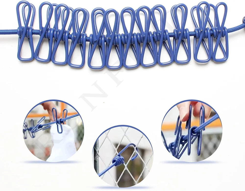 Portable Clothesline With 12 Clip