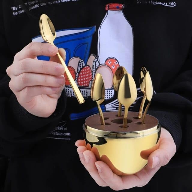 6 Pcs Spoon holder Egg Gold