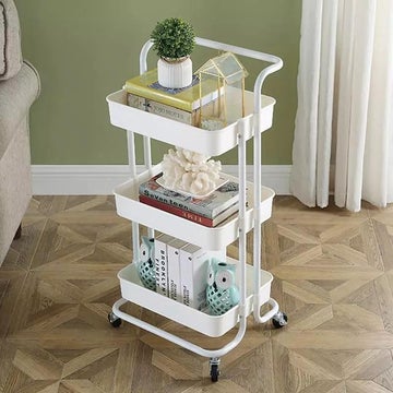 3-Tier Rolling Kitchen Trolley – Multi-Purpose Storage Cart with Lockable Wheels