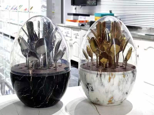 24-Piece Egg & Spoon Holder Set – Kitchen Organizer for Spoons, Utensils & Eggs