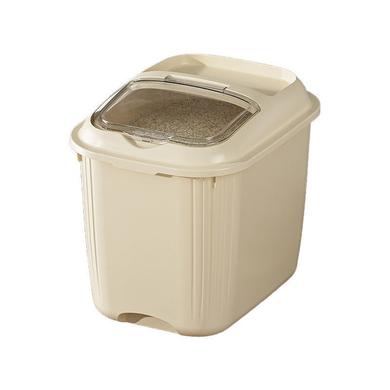 10KG Sealed Rice Storage Container – Transparent Lid with Rolling Base & Top Storage
