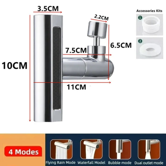 360° Multi-Function Faucet Tap Nozzle – 4-Mode Spray with Universal Fit