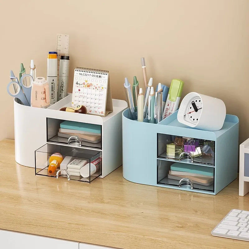 Desktop Stationery Organizer With Drawer