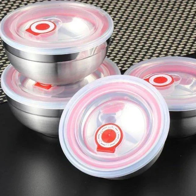 Set Of 3 Steel Fresh Bowl