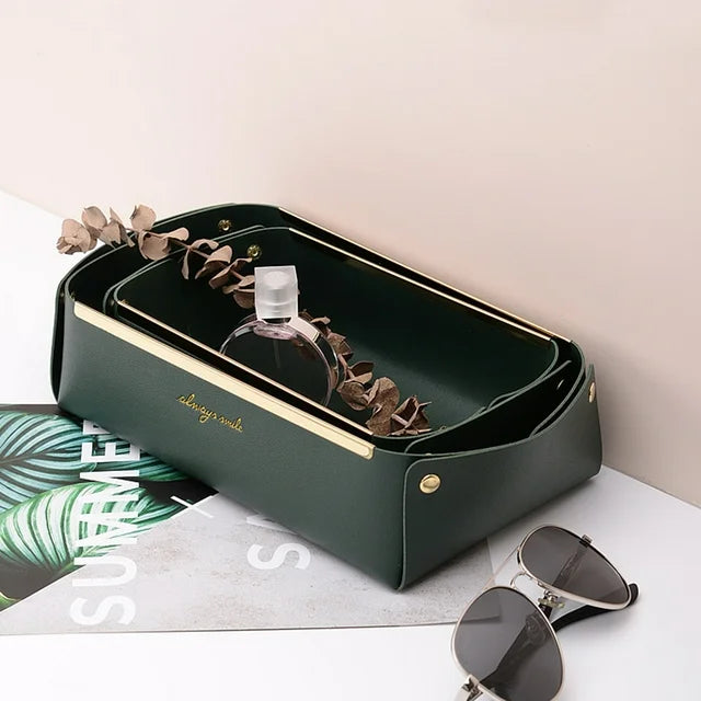 Faux Leather Cosmetic Tray