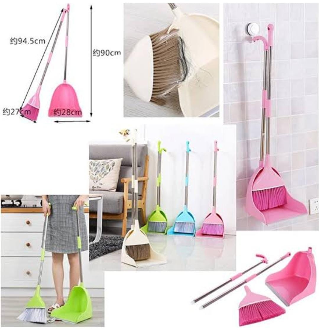 Broom & Dustpan Set – Upright Stand-Up Sweep Set for Indoor Home Cleaning