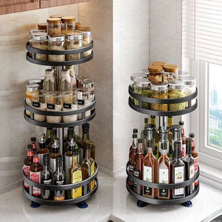2-Tier Rotating Kitchen Spice Rack – 360° Lazy Susan Stainless Steel Organizer