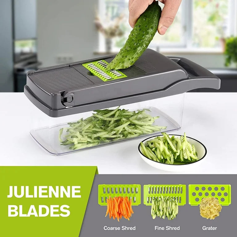 16-in-1 Vegetable Cutter & Slicer – Multi-Function Chopper with Drain Basket