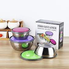 3 Pcs Stainless Steel Bowls with Lids – Airtight Food Storage Set (3 Sizes)