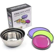 3 Pcs Stainless Steel Bowls with Lids – Airtight Food Storage Set (3 Sizes)