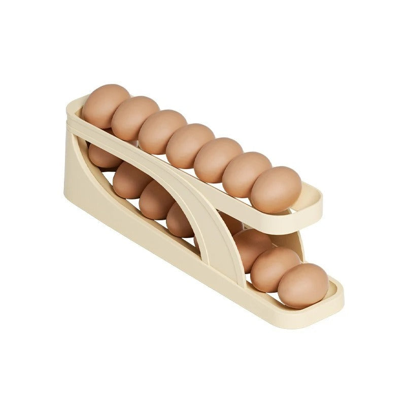 2-Tier Automatic Rolling Egg Dispenser – Gravity-Fed Egg Holder for Fridge & Counter